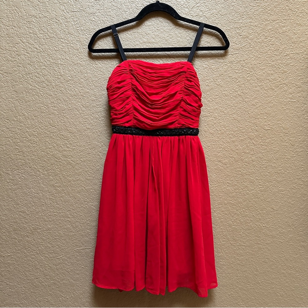 Forever 21 Red Ruched Mini Dress